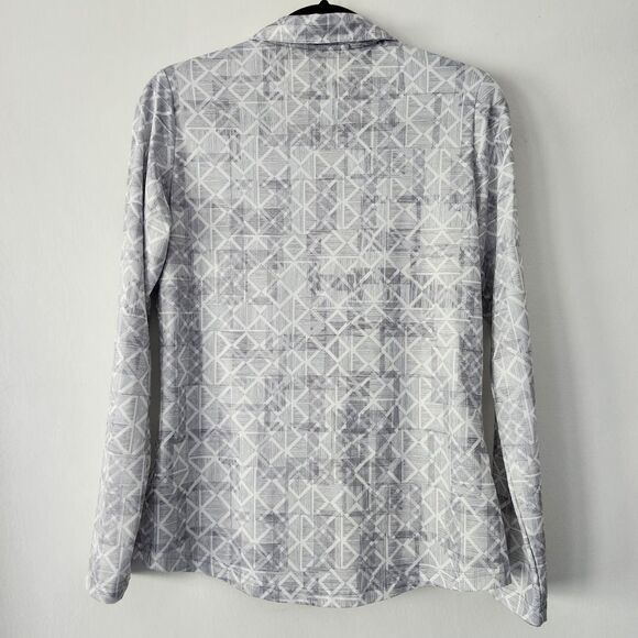 Adidas Golf gray white geometric print athletic 1/4 button pullover womens sz S - Picture 4 of 6